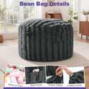 fond + found 3FT Bean Bag Chairs Giant Bean Bag Chair Cover with Wave Pattern Fur Washable Bean Bag Chairs for Adults Filled with Memory Foam for Bedroom Living Room (Grey, 3FT- 36" x 36" x 22"), Small