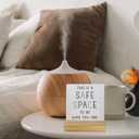 Mental Health Wooden Sign, Safe Space Quote, 4 x 5.5 Inches, Modern, Tabletop Mount, Words & Quotes, Home & Office Decor, Gift (White, Brown)