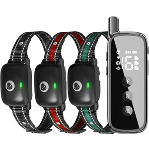 Dog Shock Collar for 3 Dogs (5-120lbs) Waterproof Rechargeable Electric Dog Training Collar with Remote for Small Medium Large Dogs with Beep Vibration Safe Shock Modes (Black)