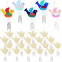 Taiyin 24 Pieces Bird Wooden Wind Chime Craft Kit for Kids DIY Make Your Own Wind Chimes Decorative Wooden Hanging for Classroom Outdoor Garden Patio Balcony Arts Crafts Supplies