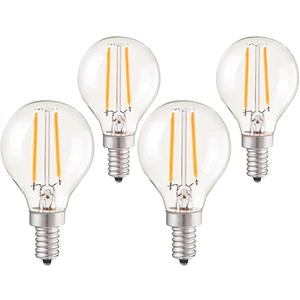 CTKcom 2W G45/G14 Candelabra LED Bulbs Dimmable(4 Pack)- E14 Base Vintage Edison LED Bulb 20W Equivalent 2700K Warm White Lamp for Home,Pendant Lights,Sconces,Antique Light Fixtures 110V~130V AC