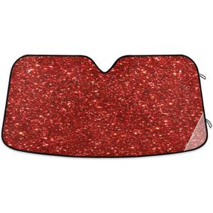 Red Glitter Shiny Car Windshield Sunshade Sparkling Sun Shade Sunshades Reflective Block UV Rays Protector Keep Your Vehicle Cool Visor Cover Sunshade Foldable for Car Truck SUV M (55 inch * 27.6 inch, multi 5)