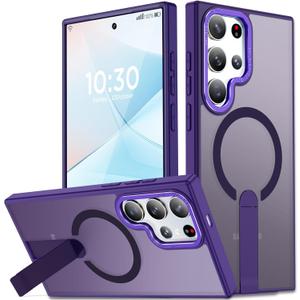 for Samsung Galaxy S23 Ultra Phone Case, S23 Ultra Magnetic Case Built-in Invisible Stand [Compatible with MagSafe] [Military-Grade Protection] Shockproof Cover for Galaxy S23ultra (Purple)