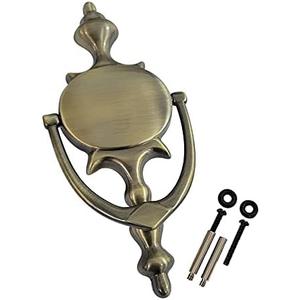 QCAA Solid Brass Door Knocker, 7-3/4", Antique Brass, 1 Pack, Made in Taiwan
