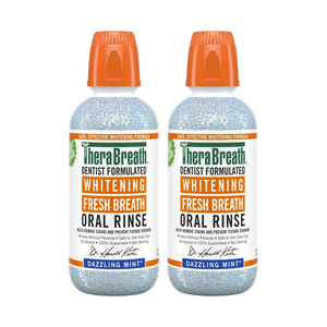 TheraBreath Whitening Mouthwash, Dazzling Mint, Dentist Formulated, 16 Fl Oz (2Pack)