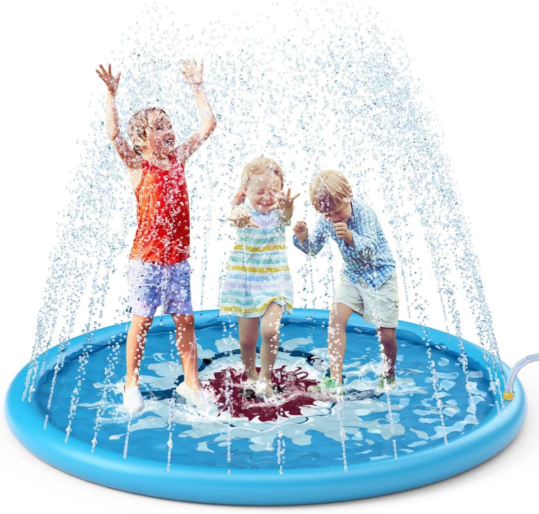 Jasonwell Splash Pad Sprinkler/ Play Mat for Kids, Outdoor Water Toys Inflatable for Baby Toddler Boys Girls Children Age 18+ Months ,Outside Backyard Dog Pool Blue