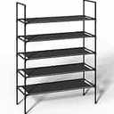 Sakugi Shoe Rack with Non-Woven Fabric - 6-Tier Shoe Organizer for Closet, Garage, Corridor & Entryway, Sturdy and Stackable, 4X-Large, Black