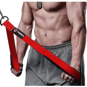 Tricep Rope Cable Attachment (Two Lengths Built in One) Greater Range of Motion,Tricep Pull Down Rope Extension Straps Cable Crossover Accessories (Bright Red)