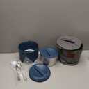 Herrfilk Electric Lunch Box Food Heater, 1.2L/41oz Heated Lunch Boxes for Adults, 12V/24V/110V Portable Food Warmer for Car/Truck/Office With Fork Spoon and Insulated Carry Bag Blue