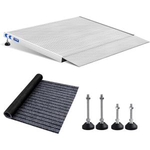 Threshold Ramp for Wheelchairs, 3-5.5" Rise and 30"36" Platform Aluminum Wheelchair Ramp, Door Threshold Ramps with a Non-Slip Thick Door Mat