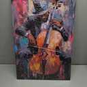 CXHOSTENT Black Jazz Canvas Wall Art Abstract Black Music Painting Prints African American Picture Musical Instruments Artwork for Men Room Decor Framed (Black, 16.00" x 24.00")