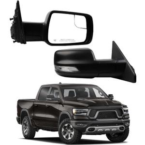 Dasbecan Right Passenger Side Mirror Compatible with 2019-2024 Ram 1500 w/Power Heated Glass/Signal Light/Puddle Light/Blind Spot Mirror/Black Texture/Power Folding (10Pins)