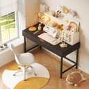 VERMESS Small Desk with Wood Drawers, 40 Inch Computer Desk for Bedroom, Vanity Makeup Desks, Kids Desks for Small Space with Storage for Home Office, Study Writing Simple Computer Table, Black