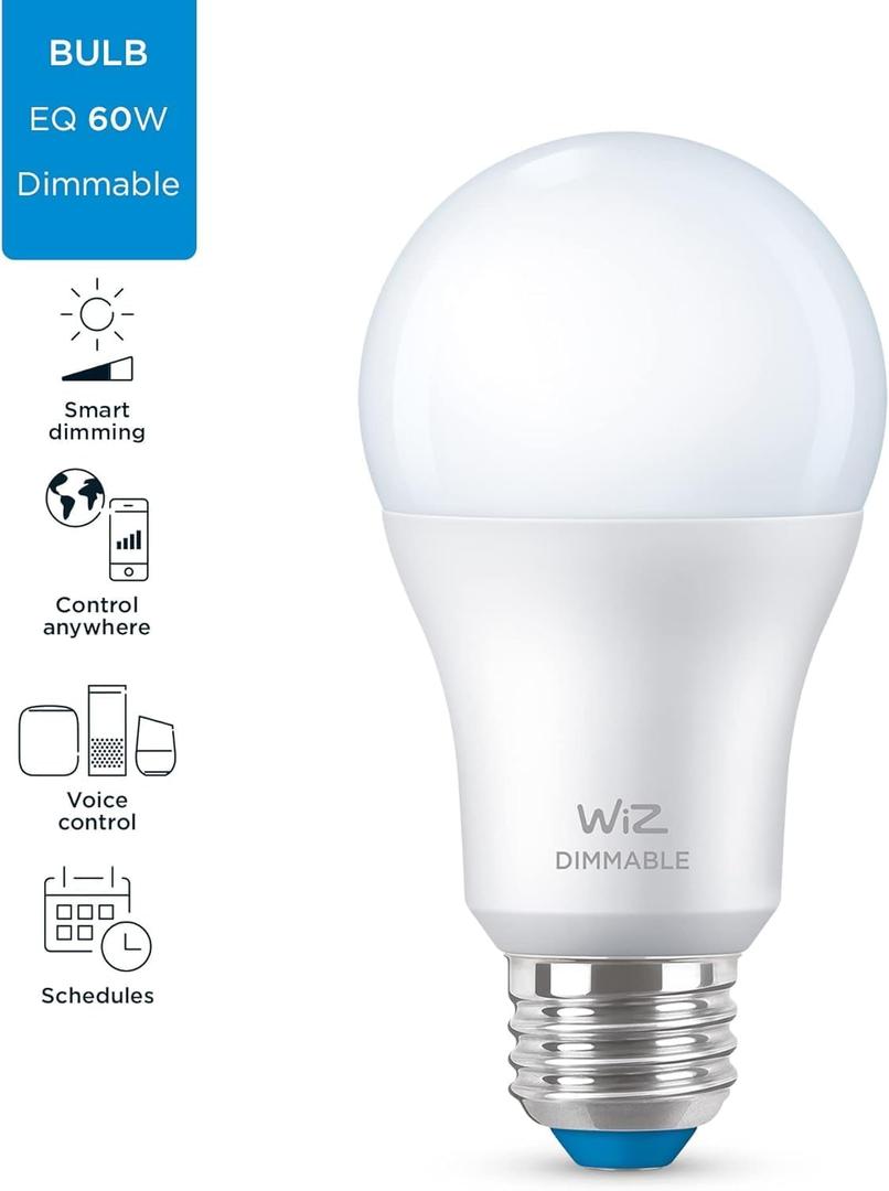 WiZ 60W A19 Dimmable Daylight (5000K) LED Smart Bulb - 800 Lumen - E26 - Indoor - Connects to Your Existing Wi-Fi - Control with Voice or App - Activate with Motion - Matter Compatible