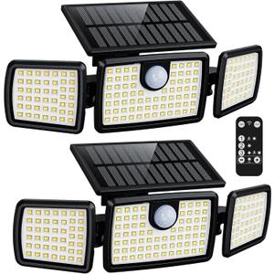 MIHANI Solar Lights Outdoor, Quick Charge Solar Motion Deck Lights Outdoor for Deck with High Brightness, Larger Built-in Tempered Glass Panel, Sensitive PIR Motion Inductor (Remote,2 Pack)