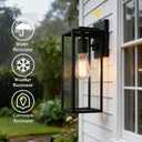 Bestshared Dusk to Dawn Sensor Outdoor Wall Lantern, Wall Sconce, Exterior Wall Lights, Wall Mount Lighting Fixture in Black Finish