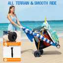 Old Bahama Bay Heavy Duty Beach Cart with 9 Balloon Wheels, All-Terrain Sand Wagon Replacement, Inflatable Big Wheels for Soft Sand, Foldable Beach Gear Carrier with Cooler & Umbrella Holder, 100lbs