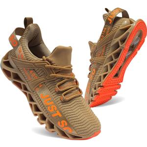 COKAFIL Mens Walking Shoes Running Athletic Fashion Tennis Blade Sneakers,Gold, 7.5