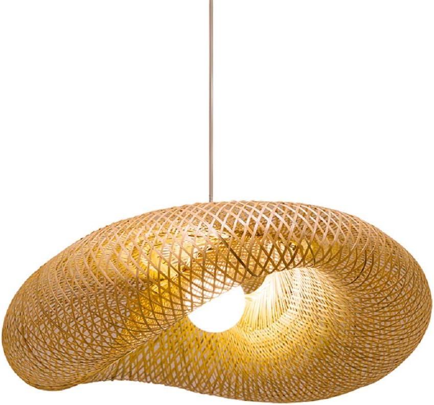 Pendant Lighting for Kitchen Island, Modern Twist Hanging Light Kit Bamboo 1 Light Dining Room Pendant Lamp in Beige (31.5 inch)