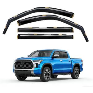 in-Channel Rain Guards Compatible with Toyota Tundra CrewMax 2022-2025 Full Size Shatterproof Heavy-Duty Side Window Deflectors, Window Visor -Black, 4 PCS