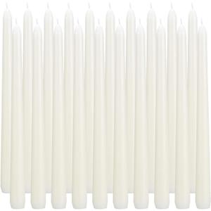 20-Pack Ivory Taper Candles 10 Inch - Unscented Dripless Candles, Long-Lasting 8 Hour Burn for Weddings, Christmas, Church, Dinner Parties & Home Decor (Classic White, Bulk Set)