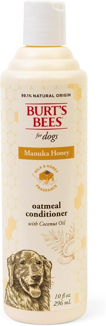Burts Bees Manuka Honey Oatmeal Conditioner for Dogs with Coconut Oil, 10 Fl Oz