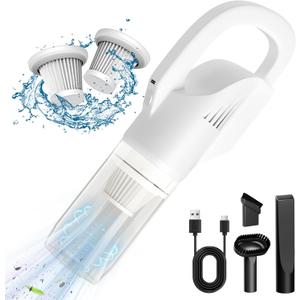 Handheld Vacuum Cordless with Strong Suction, Portable Hand Held Vac with 2 Filters, Mini Small Lightweight Rechargeable Cleaner for Car, Pet Hair, Home, Office