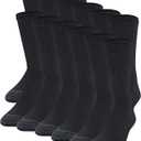 Gildan Men's Polyester Half Cushion Crew Socks (12 Pairs) (Black)