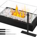 Tabletop Fire Pit, Portable Smores Maker Kit Indoor/Outdoor Mini Small Fireplace Table Top Decor Home Patio Gifts for Women Mom Housewarming Christmas Birthday White Elephant Gift (Black)