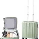 Hanke 14 Inch Underseat Carry On Luggage with Wheels Hard Shell Suitcases Carry On Bag Lightweight Small Mini Suitcase Travel Luggage for TravelBamboo Green