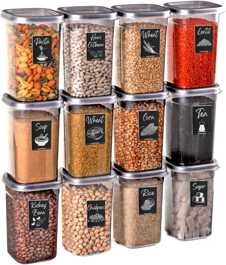 12-Piece 40 OZ BPA-Free Airtight Food - Food Storage Containers With Lids, Flour, Pantry Storage Includes 20 Reusable Washable Labels, Kitchen Organizer, Small