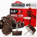 Nail-on Felt Pads X-PROTECTOR 40 PCS - 0.8" Felt Furniture Pads - Brown Chair Leg Floor Protectors - Nail in Furniture Pads for Furniture Legs - The Best Felt Chair Pads for Hardwood Floors (20mm Brown)