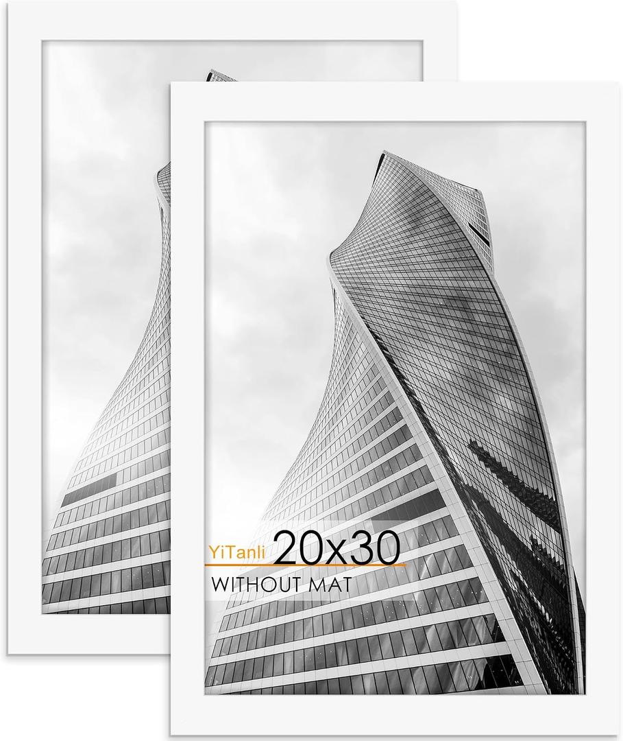 20x30 Poster Frame 2 Pack, White 20 x 30 Picture Frame for Posters and Art Prints, Horizontal or Vertical Wall Mounting