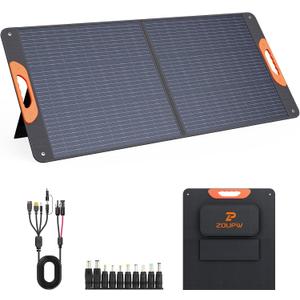 110 Watt Portable Solar Panel,Road Trip Essentials,18.6V Foldable Solar Panel Charger for Power Station,23.5% High Efficiency IP67 Waterproof 2 Kickstands for Camping RV Hurricane Blackout