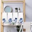 Navy Blue Kitchen Hand Towels, Cottagecore Floral Dish Towels for Kitchen, Blue Tulip Poppy Rose Flower Hand Towel Decorative Set, Cottagecore Flower Bathroom Decor