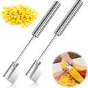 2pcs Stainless Steel Corn Cob Stripper Tool, 2025 Pro Long Handle Corn Peeler for Corn on the Cob Stripper Tool, Corn Stripper for Corn on the Cob Peelers for Kitchen Restaurant Chefs Dining