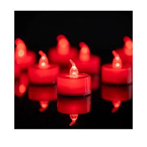 LANKER 24 Pack LED Tea Lights Candles, Flickering Red Flameless Tealights, Long Lasting Battery Operated Fake Candles, Decoration for Wedding, Halloween and Christmas (Red  24pcs)
