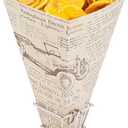 Restaurantware Cone Tek 15 Inch French Fry Cones, 100 Recyclable Food Cones - Built-In Sauce Cup Grease-Resistant Lining, Newsprint Paper Snack Cones, For Appetizers And Charcuterie - Restaurantware