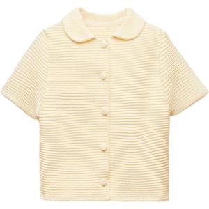 Tanming Womens Cardigan Sweaters Soft Chunky Knit Top Short Sleeve Button Loose Outerwear Sweater (Small, Beige)