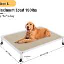 Veehoo Chew Proof Elevated Dog Bed - Cooling Raised Pet Cot - Silver Aluminum Frame and Durable Textilene Mesh Fabric, Unique Designed No-Slip Feet for Indoor or Outdoor Use, Beige Coffee, Large