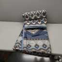 Dintszyayue Boho Quilt Set Queen Size, Aztec Western Blue Quilt Bedspread Set, 3 Pieces Bohemian Southwestern Stripe Bedding Set Soft Lightweight Coverlet Set for All Season