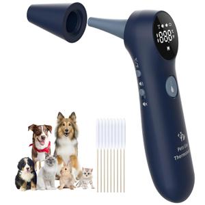 Pet Ear Thermometer for Dogs, Cats, and Livestock, Long Probe Designed, /  Convert and Sound Switch Dedicated Button, 1 Second Measurement, 20 pcs Pet Swabs Included