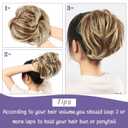 WILLBOND 4 Pcs Messy Hair Bun Hairpiece Tousled Updo for Women Hair Extensions Straight Short Ponytail Elastic Scrunchies Curly Hair Accessories (Brown mix Blond/12H24,Basic Style)