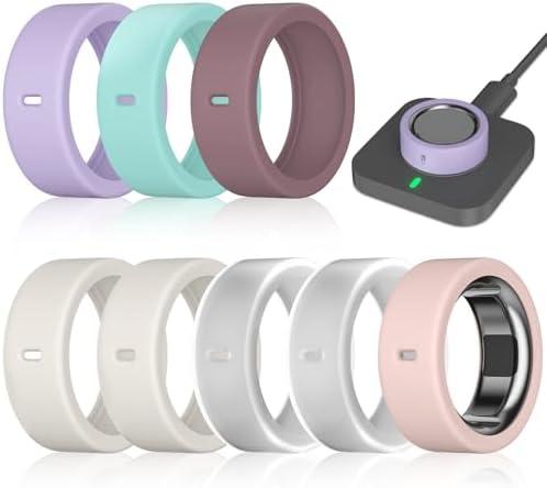 8 Pack Ring Cover Compatible with Oura Ring Gen 4/4 Ceramic, Oura Ring Gen 3 Horizon/Heritage, Support Charging with Cover on, Anti-Scratch Elastic Silicone Ring Protector for Men Women Working Out