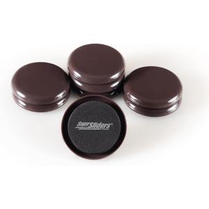 Super Sliders 2-1/2" Round Reusable Furniture Sliders for Carpet, Anti-Slip Protective Furniture Moving Pads for Beds, Sofas, Dressers, Set of 8, Brown