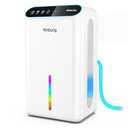 Dehumidifier for Home 1000 sq.ft - Small Quiet Dehumidifier with Auto Shut Off, Aromatherapy, 3 Gear Timer, Sleep Mode, 7-Color LED Light, Drain Hose for Bedroom, Bathroom, Basement, RV(Milky White)