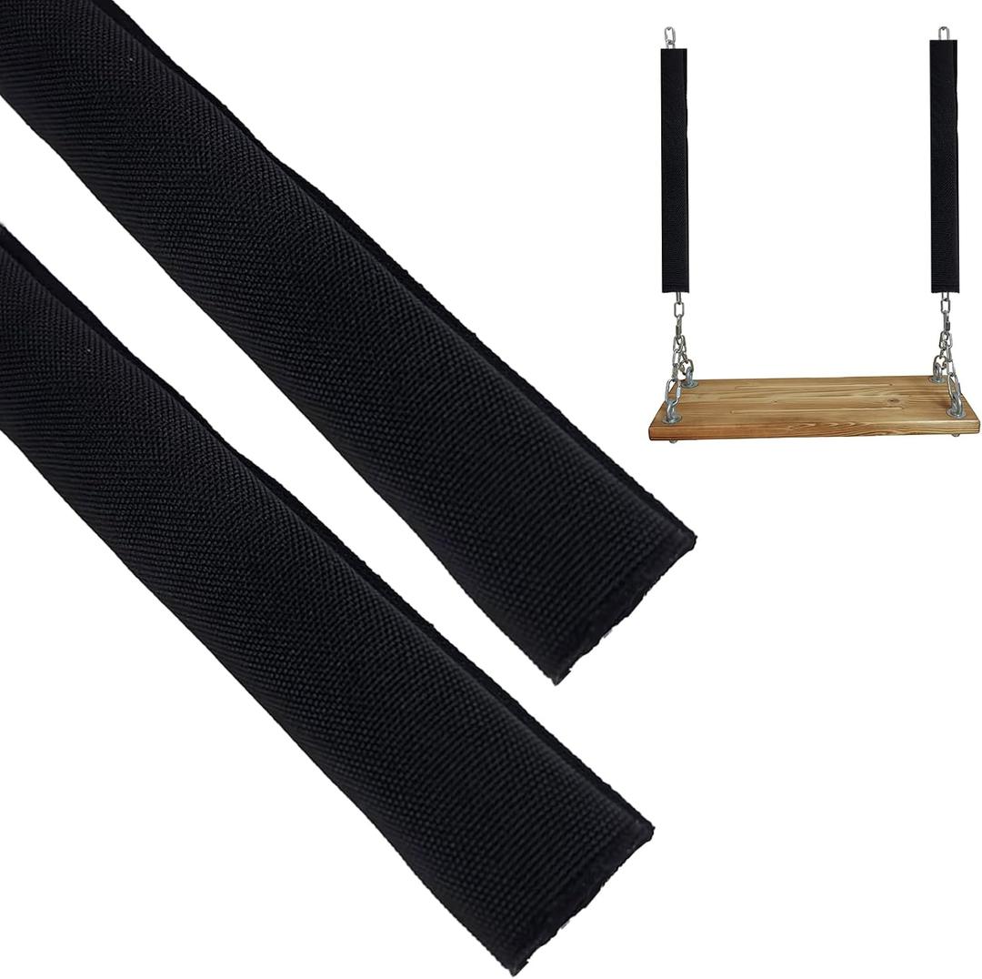 2 Pcs Swing Chain Cover, Chain Covers for Swings, Swing Handle Grip Sleeve Swing Fence Chains for Playground Swing Sets, Gardens, Patios, Porches, Backyards, and Outdoor Locations (Black)