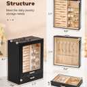 Homde Mothers Day Gifts Jewelry Organizer Girls Women Jewelry Box for Necklaces Rings Earrings Gift Bracelets Storage Case (Black + Gold)