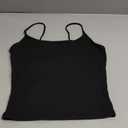 Trendy Queen Womens Adjustable Camisole Sleeveless Square Neck Spaghetti Strap Tank Tops Basic Shirt (Small, Black)