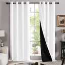 Deconovo 100% Blackout Curtains for Bedroom, Thermal Insulated and Noise Reducing Drapes, Room Darkening Window Curtains with Double Layer, Oeko-TEX Certified (Pure White, 52x84 Inch, 2 Panels)